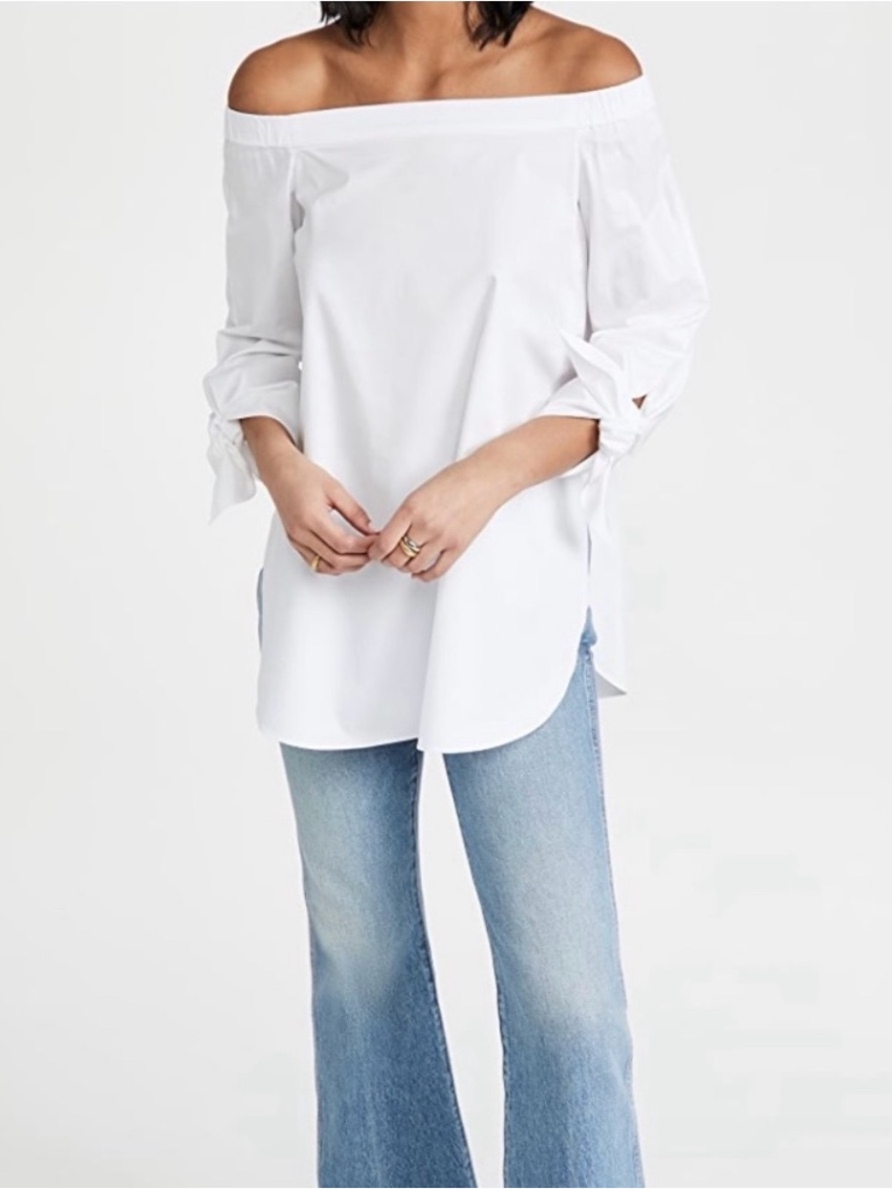 Tibi White Off-Shoulder A-Line Skirt